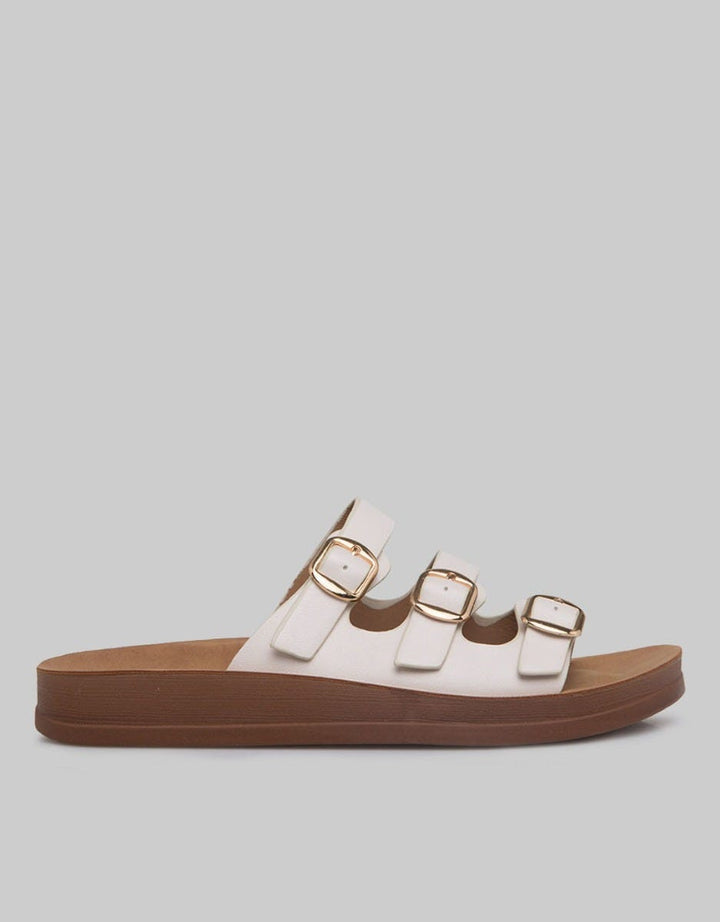 St. Yves Slipper Sandals Triple Strap Buckle