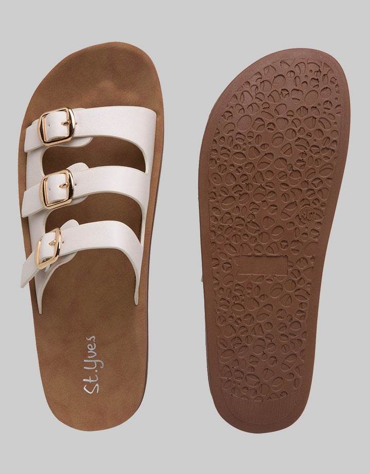 St. Yves Slipper Sandals Triple Strap Buckle