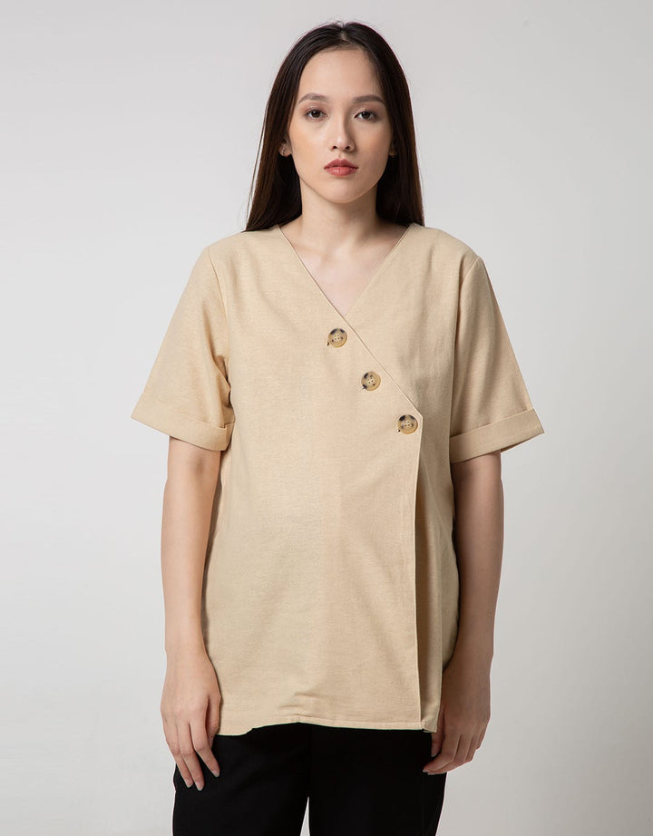 S/S TOP LINEN SOLID
