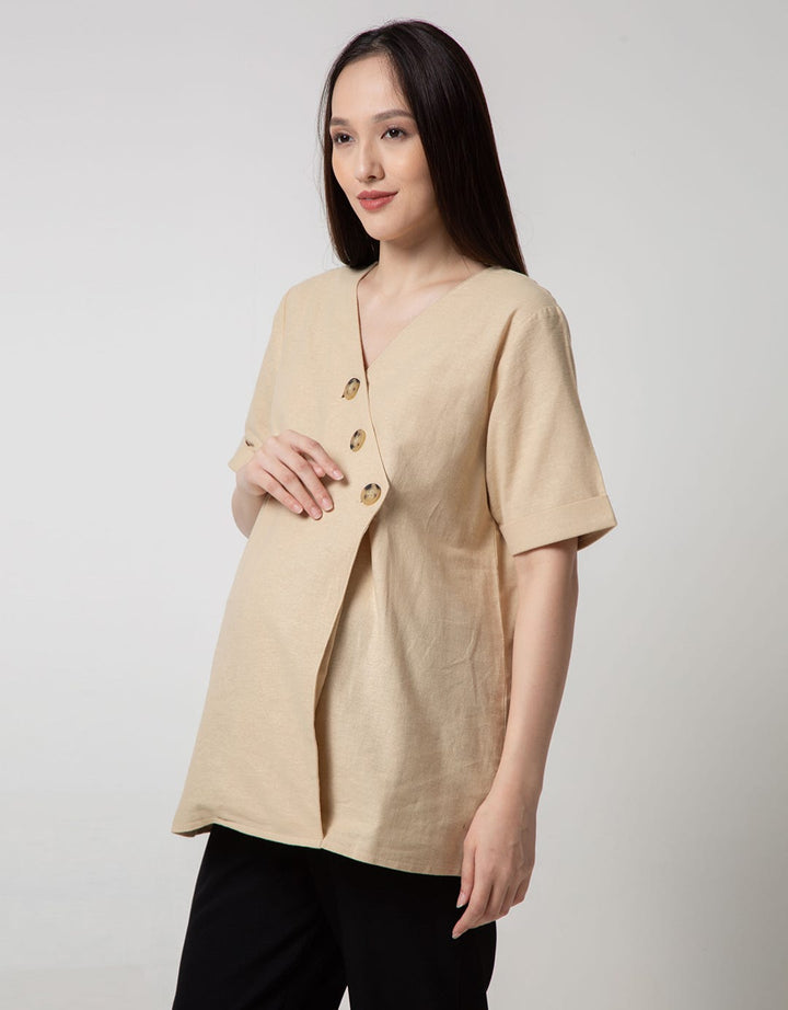 S/S TOP LINEN SOLID