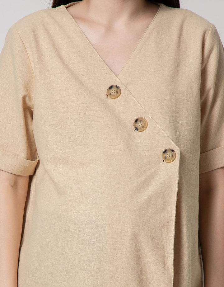 S/S TOP LINEN SOLID