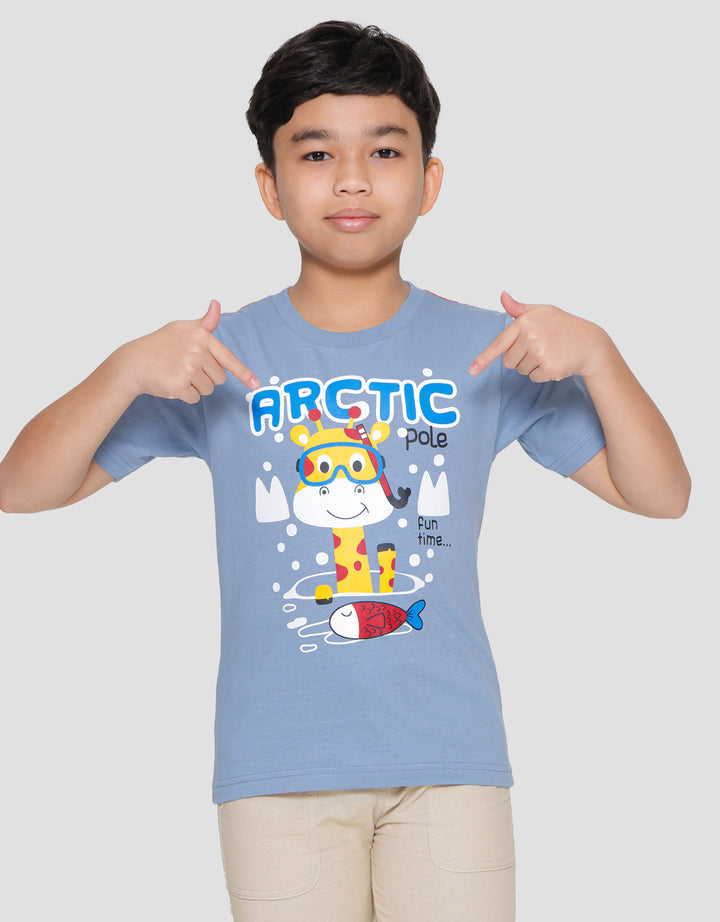 Little M Print Animal Giraffe Kaos Lengan Pendek Anak Laki-laki
