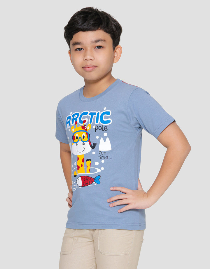 Little M Print Animal Giraffe Kaos Lengan Pendek Anak Laki-laki