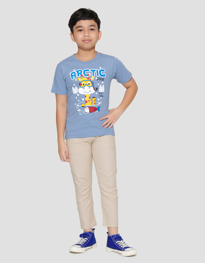 Little M Print Animal Giraffe Kaos Lengan Pendek Anak Laki-laki