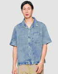 Nevada Woven Top Light Denim Boxy Kemeja Pria