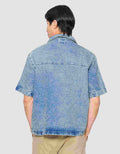 Nevada Woven Top Light Denim Boxy Kemeja Pria