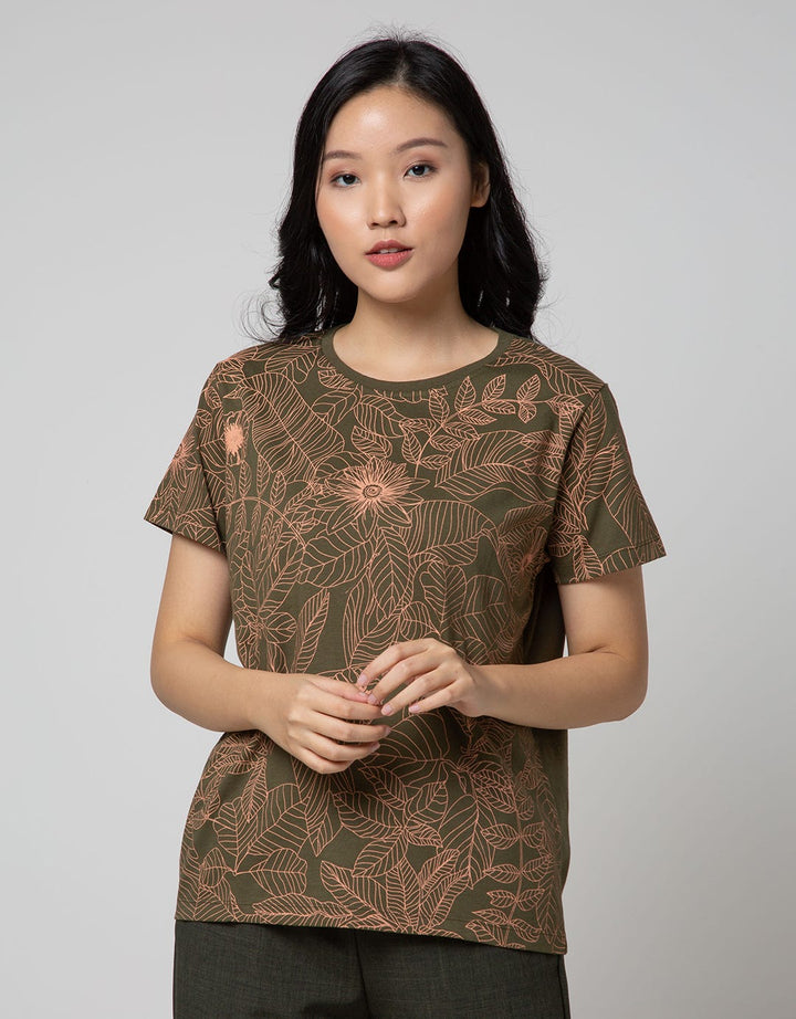 Connexion Casual Short Sleeve T-shirt Combed 30S Print Flower Hibiscus