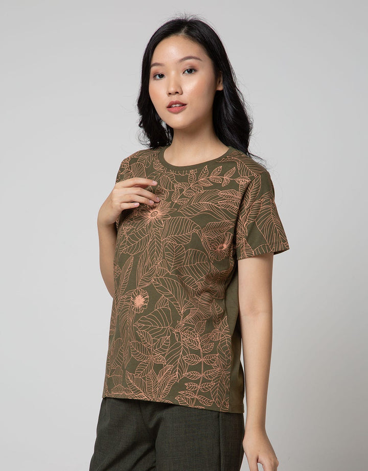 Connexion Casual Short Sleeve T-shirt Combed 30S Print Flower Hibiscus