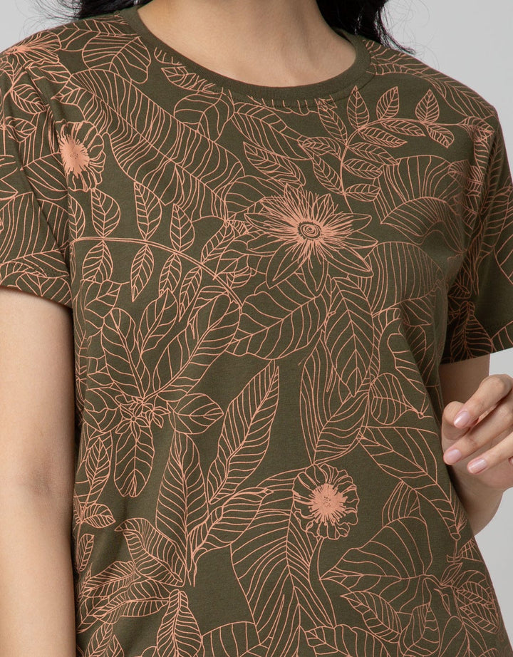 Connexion Casual Short Sleeve T-shirt Combed 30S Print Flower Hibiscus