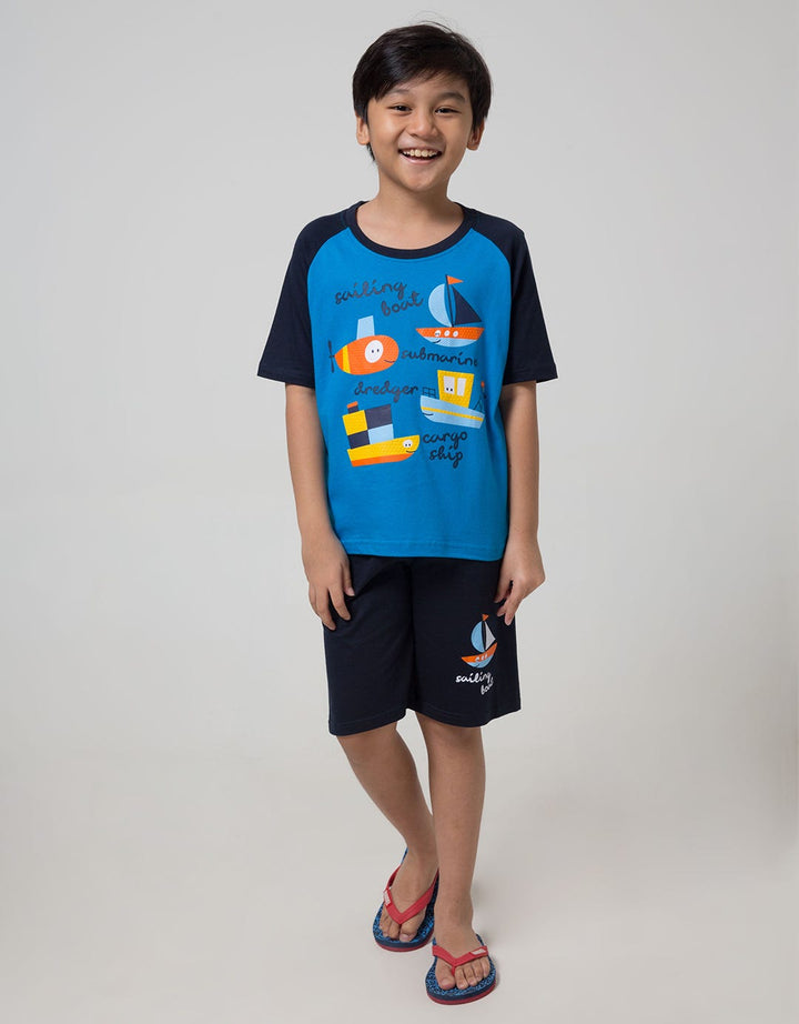 Little M Top-Bottom-Set Raglan Transportation