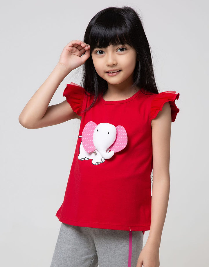 Little M Short Sleeve T-Shirt Gajah Lengan Ruffle