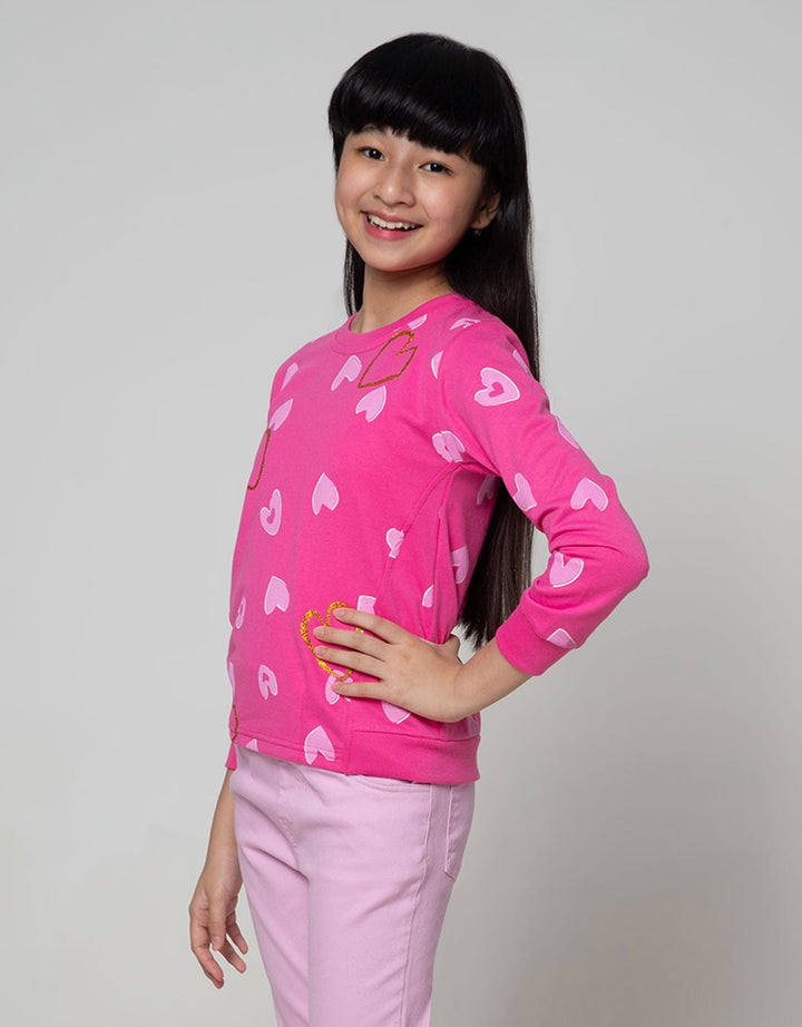 Aero Sweatshirt Fullprint Heart With Sequin