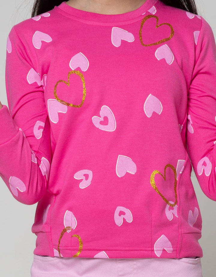 Aero Sweatshirt Fullprint Heart With Sequin