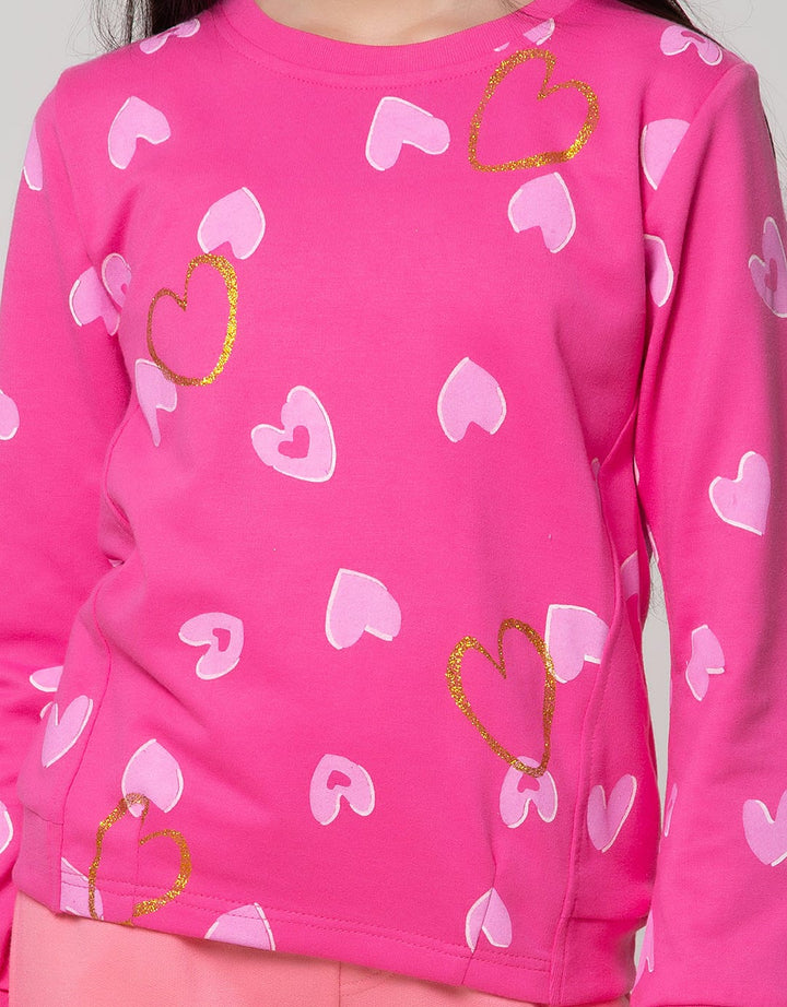 Aero Sweatshirt Fullprint Heart With Sequin