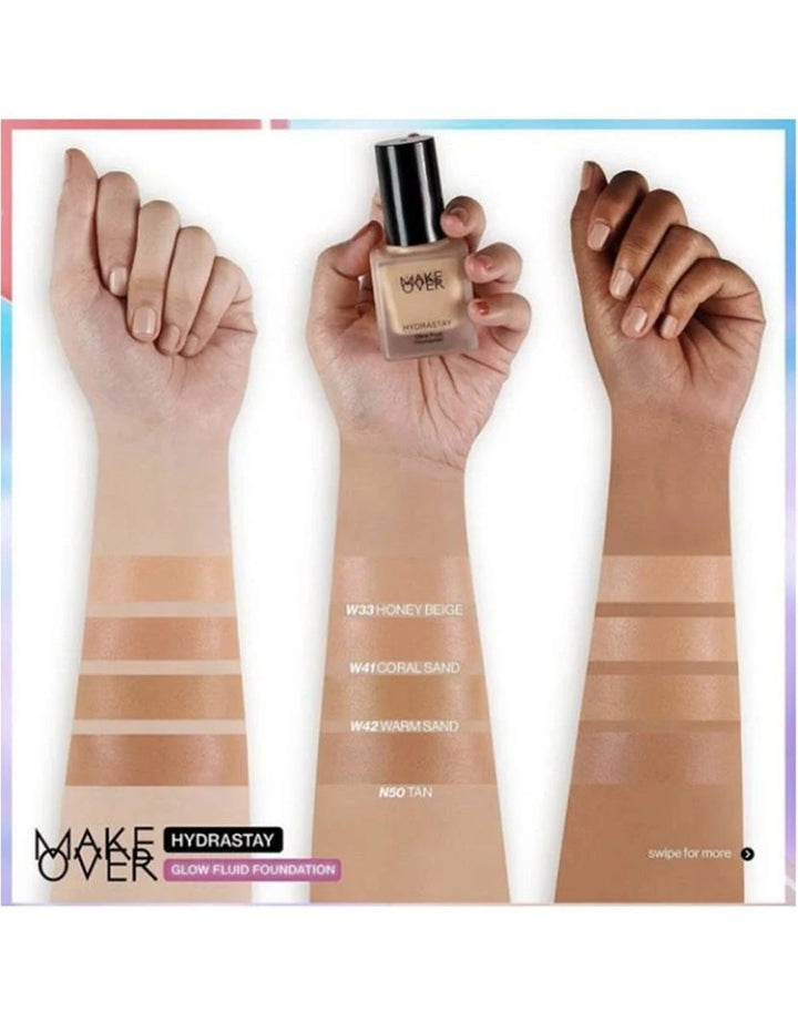 MAKE OVER Hydrastay Glow Fluid Foundation W42 Warm Sand 35 ml