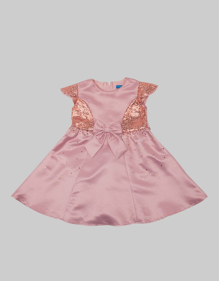 Kidz Too Short Sleeve Midi Dress Tangan Tulip Pita Payet Tabur