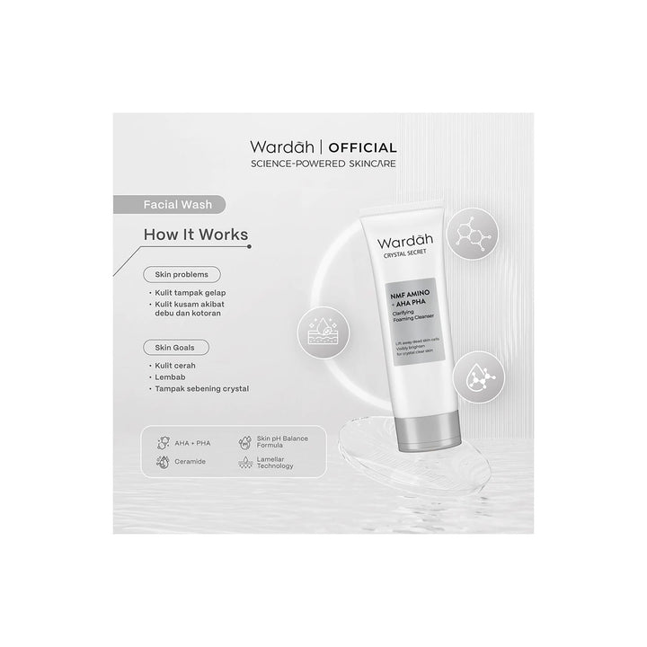 Wardah Crystal Secret Foaming Cleanser with Natural AHA+PHA 100 ml