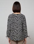 St. Yves Long Sleeve Blouse Top Animal Roll Up Sleeves