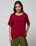 St. Yves Short Sleeve Blouse Overlap Krinkle