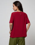 St. Yves Short Sleeve Blouse Overlap Krinkle