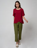 St. Yves Short Sleeve Blouse Overlap Krinkle