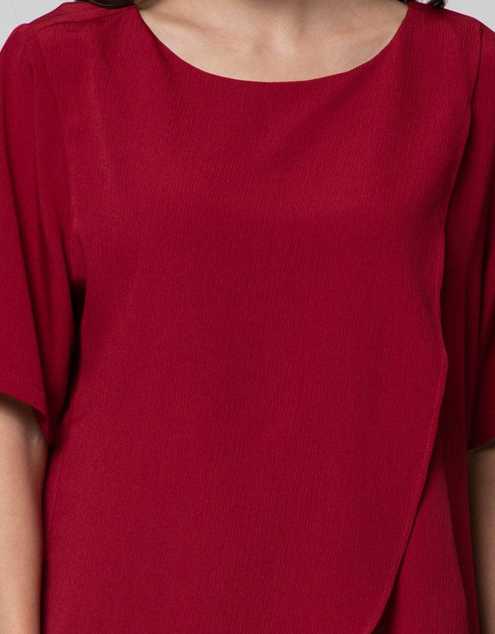 St. Yves Short Sleeve Blouse Overlap Krinkle