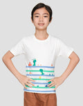 Little M Print Stripe Dino Game Boys Short Sleeve T-Shirt