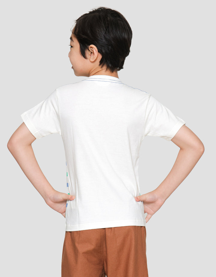 Little M Print Stripe Dino Game Boys Short Sleeve T-Shirt