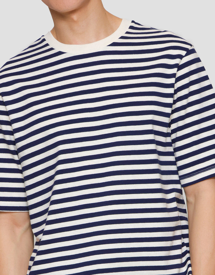 Suko Striped Print Round Collar Men's Oversized Short Sleeve T-Shirt