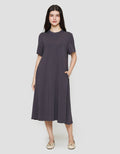 Suko Knit Dress Plain Gaun Jersey Wanita