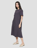Suko Knit Dress Plain Gaun Jersey Wanita