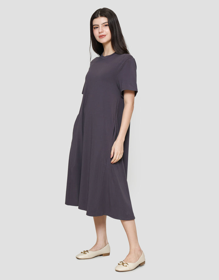 Suko Knit Dress Plain Gaun Jersey Wanita