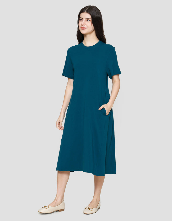 Suko Knit Dress Plain Gaun Jersey Wanita