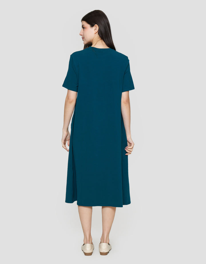 Suko Knit Dress Plain Gaun Jersey Wanita