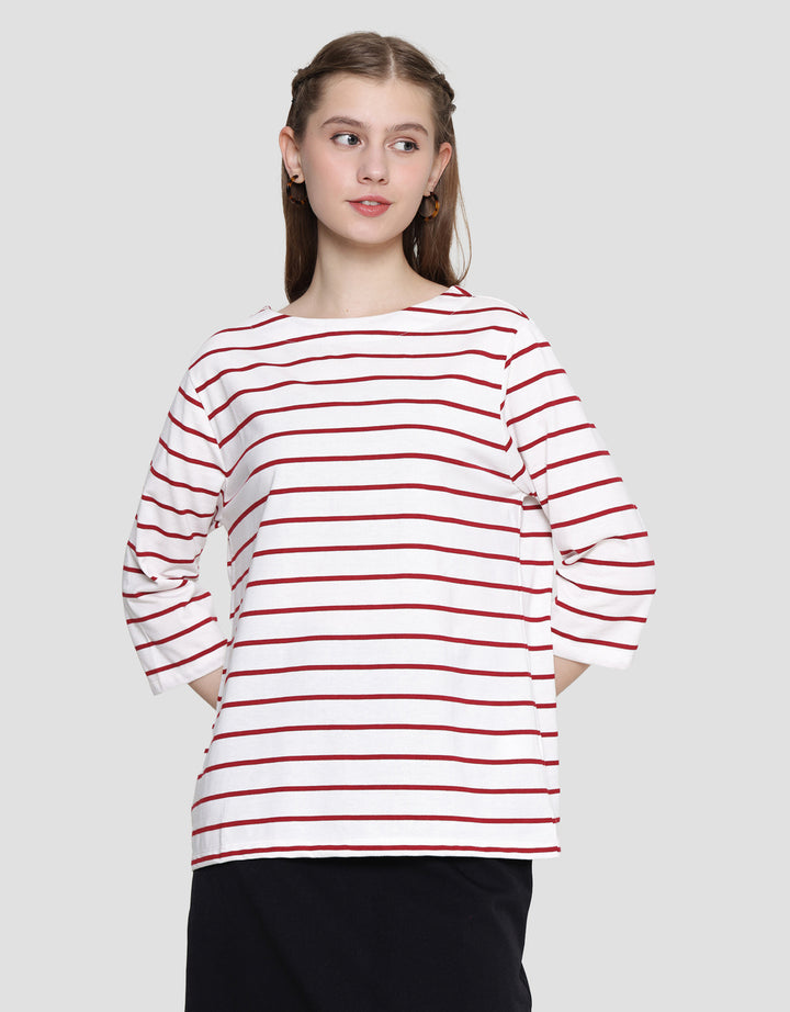 St. Yves Boat Neck Stripy Kaos Wanita