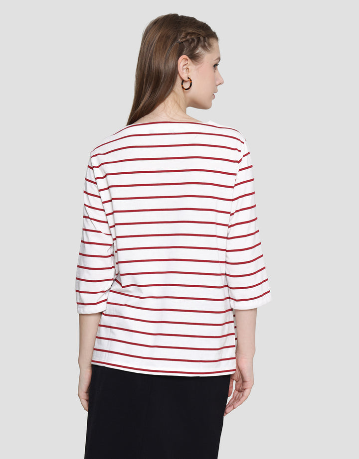 St. Yves Boat Neck Stripy Kaos Wanita