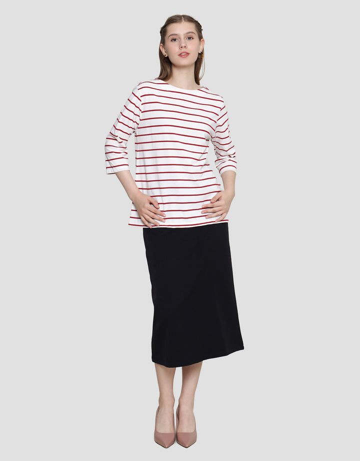 St. Yves Boat Neck Stripy Kaos Wanita