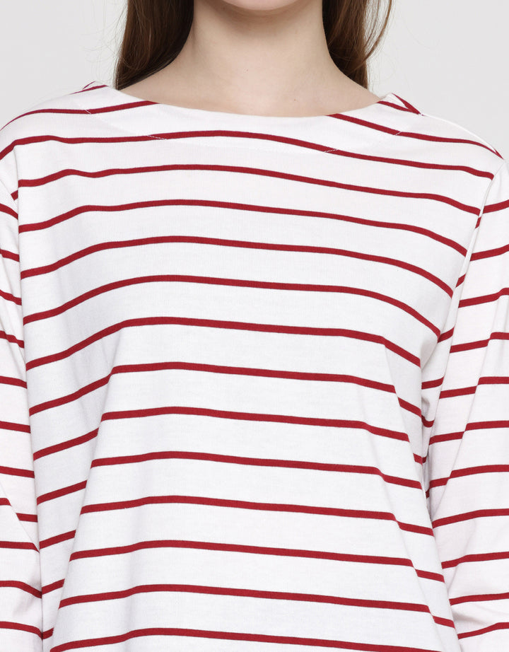 St. Yves Boat Neck Stripy Kaos Wanita