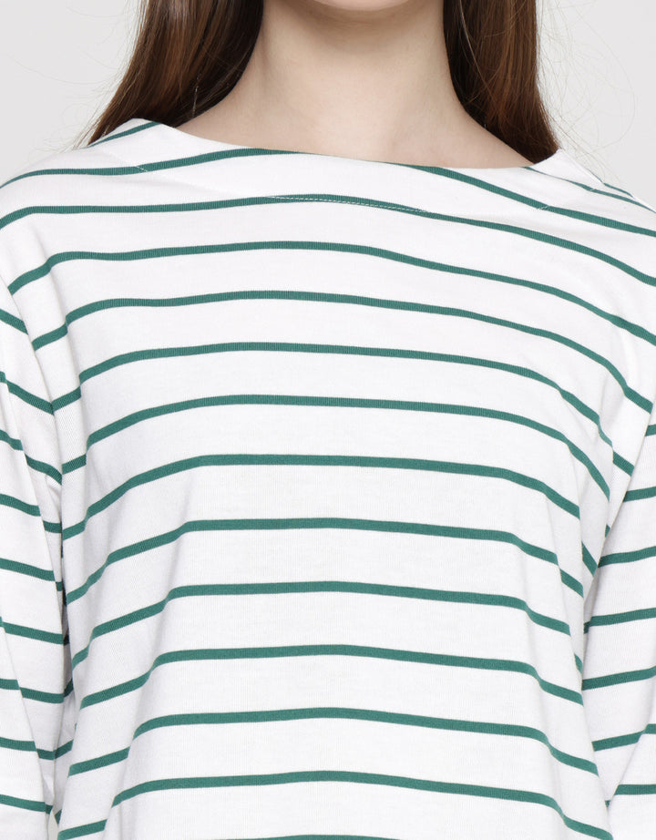St. Yves Boat Neck Stripy Kaos Wanita