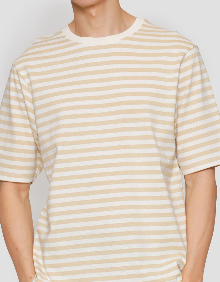 Suko Striped Print Round Collar Men's Oversized Short Sleeve T-Shirt