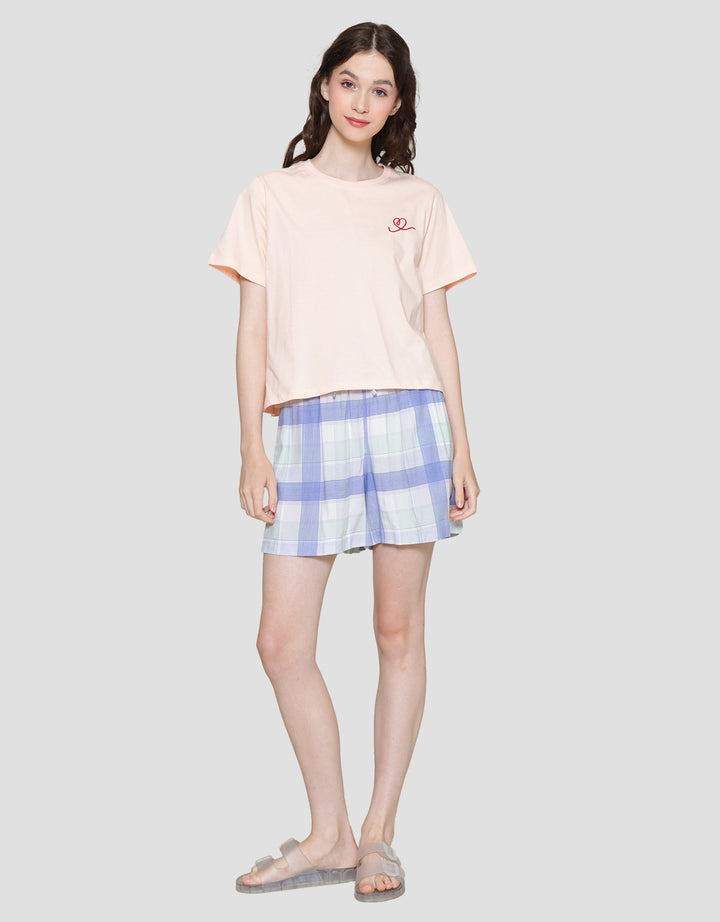Nevada Heart Print Atasan Piyama Wanita