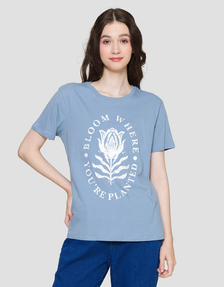 Nevada Print Bloom Kaos Lengan Pendek Wanita