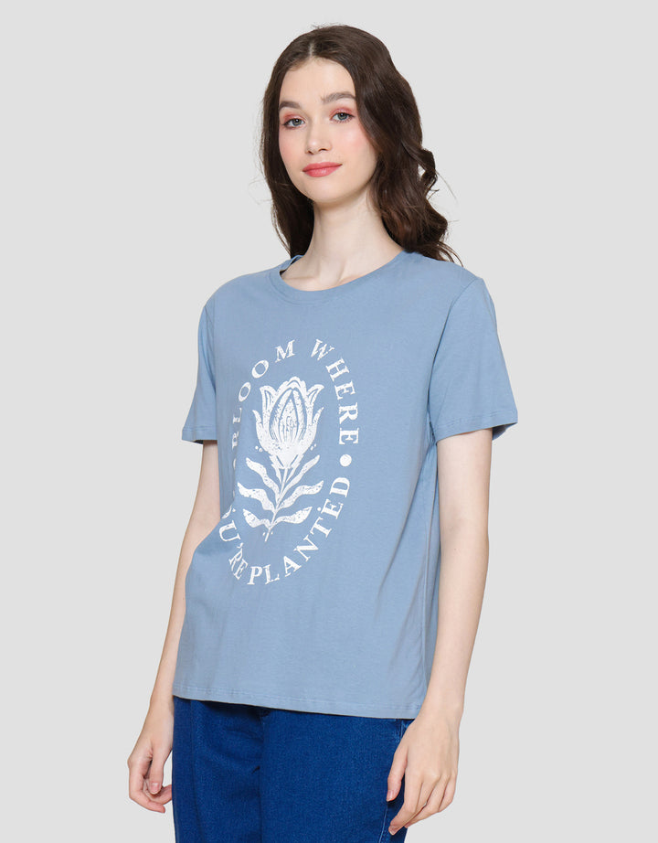 Nevada Print Bloom Kaos Lengan Pendek Wanita