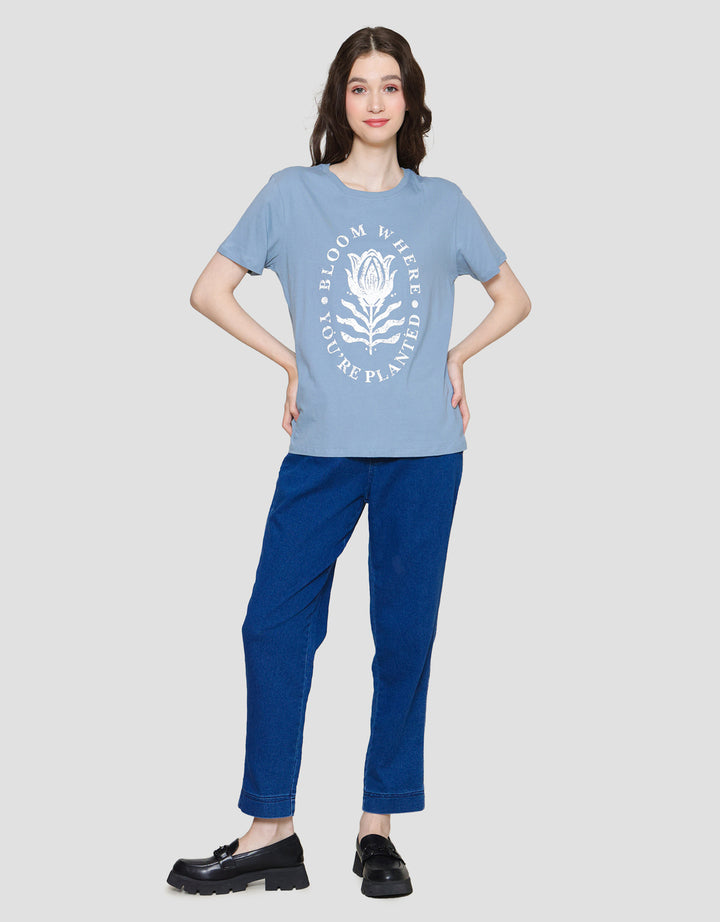 Nevada Print Bloom Kaos Lengan Pendek Wanita