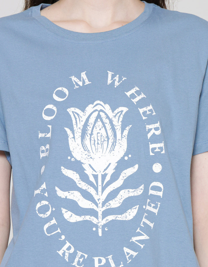 Nevada Print Bloom Kaos Lengan Pendek Wanita