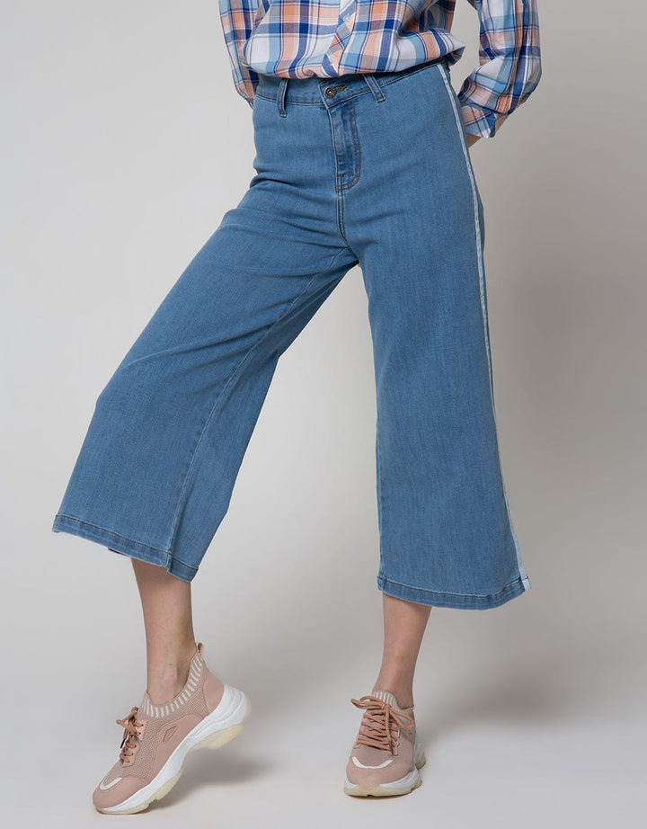 Nevada Denim Long Pants Cullote Slit