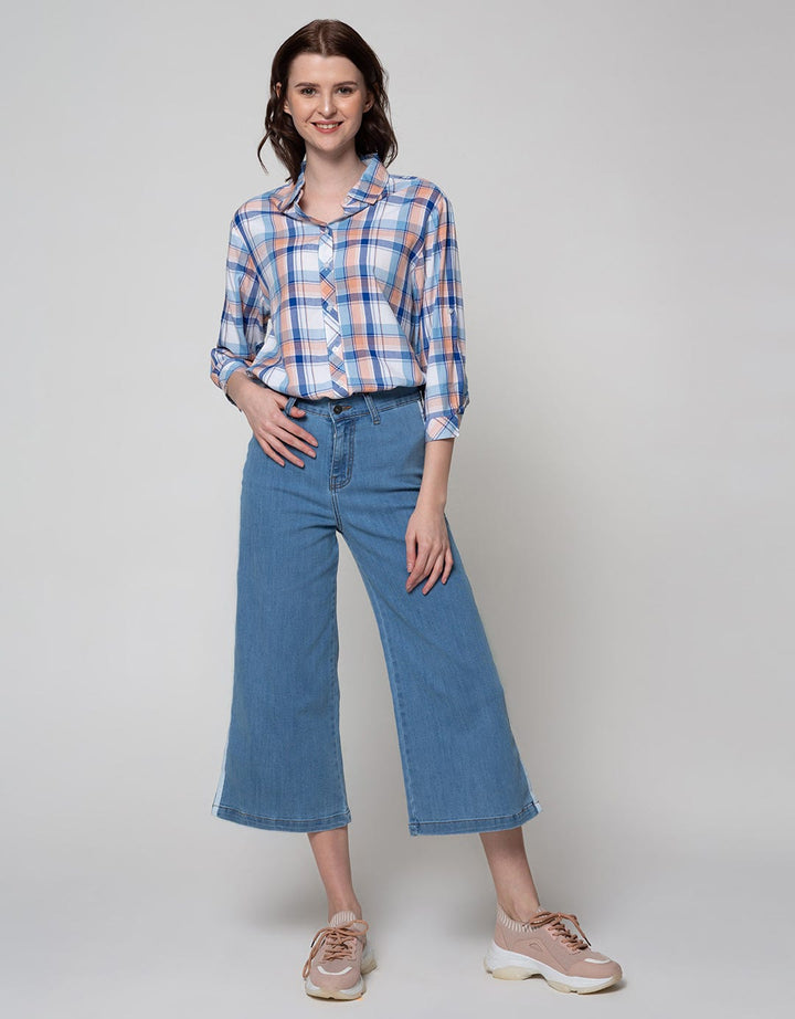 Nevada Denim Long Pants Cullote Slit