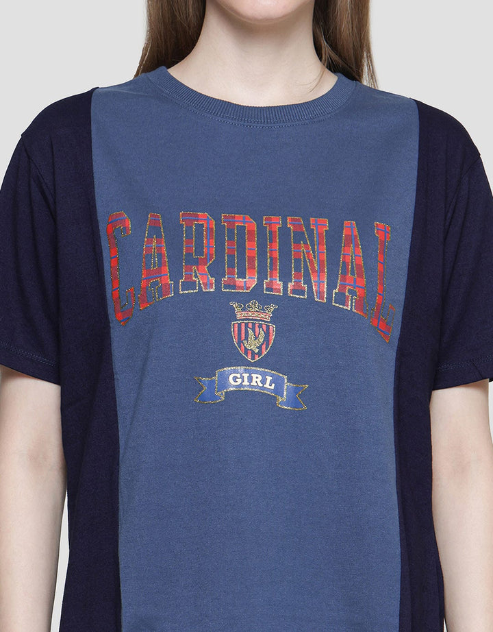 Cardinal Girl Asymetrical Logo Kaos Wanita