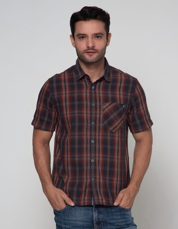 Watchout Jeans Shirt Plaid Short Sleeve