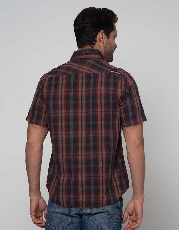 Watchout Jeans Shirt Plaid Short Sleeve
